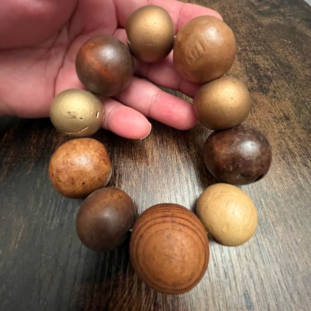Y2k Big Chunky Wood Bracelet Bangle Statement Jewelry Ethnic Urban Bold Boho